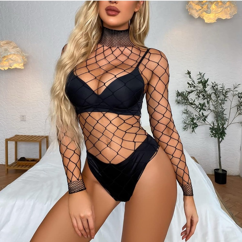 Black Fishnet Bodysuit
